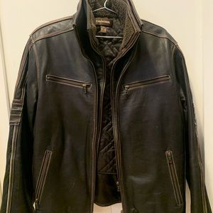 Danier Leather biker/aviator  jacket, zip in lining thick leather, dbl stitched